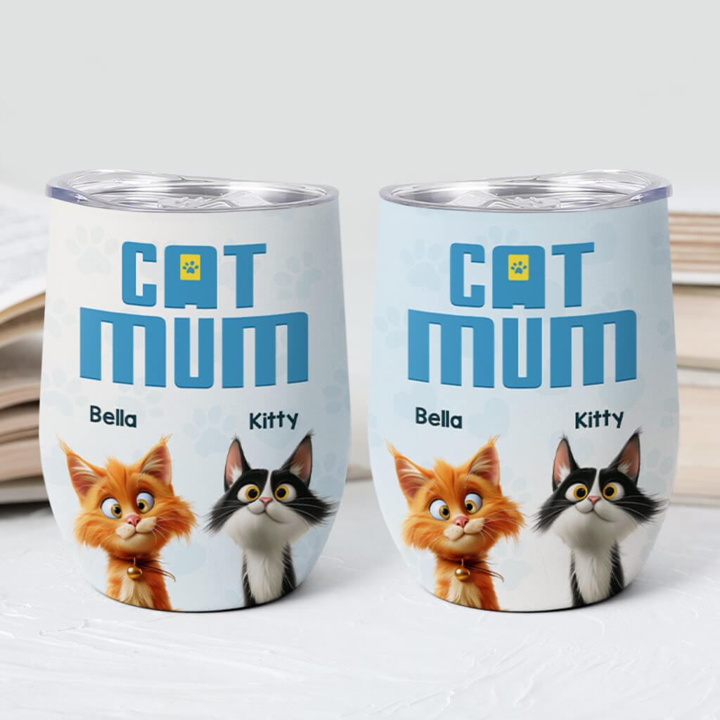 3833TUK2 personalised cat mum cat dad wine tumbler