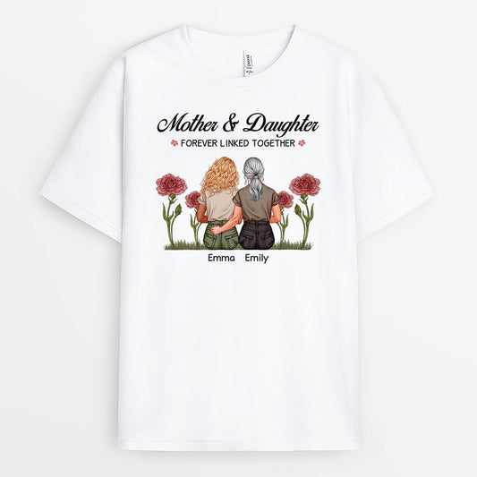 3869AUK1 PersonalisedMotherandDaughterForeverLinkedTogetherT shirt 3869A847A