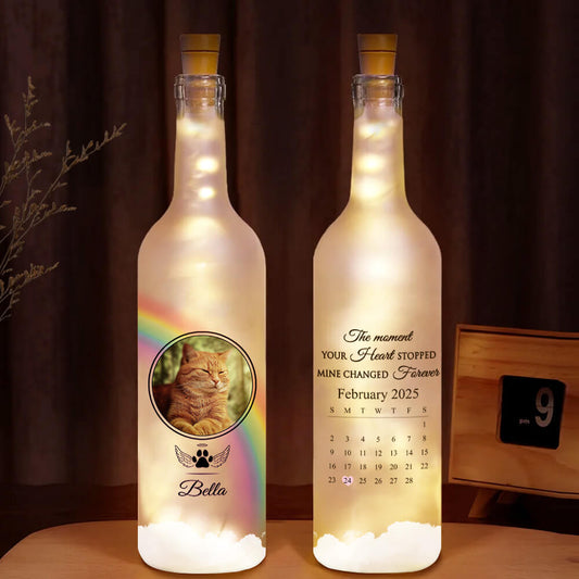 3904LUK1 personalised the moment your heart stopped mine changed forever bottle light for cat owners 3904L