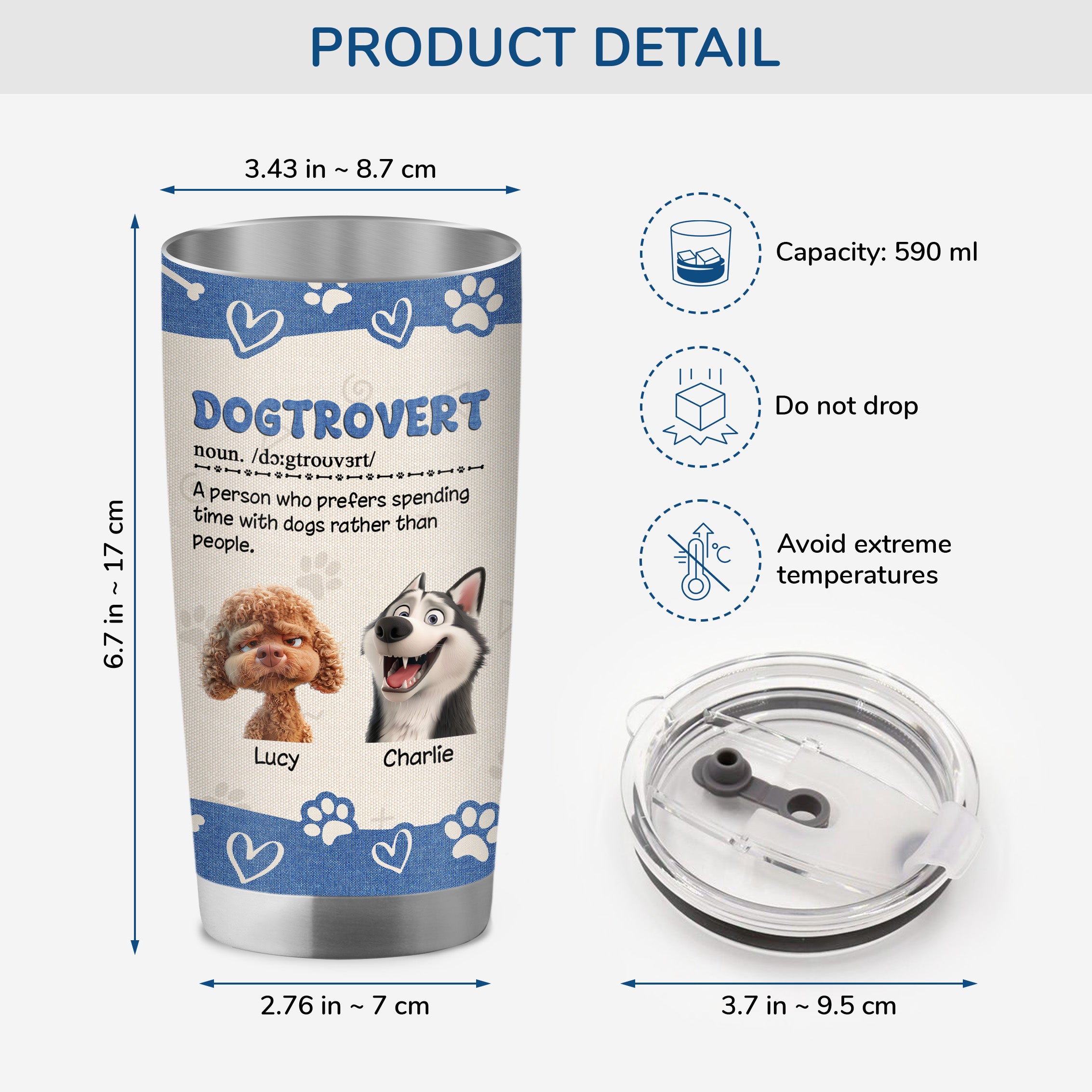 3910TUS3 funny personalized dog lover gifts custom 20oz tumbler 3910T3M5C