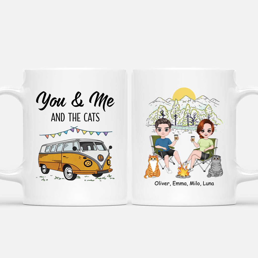 4017MUS1 custom camping mugs for couples_ you me and the cat mug_ 4017M8H0D