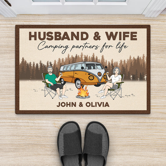 4029DUK2 personalised husband and wife camping partners for life_ doormat 4029DTI8G