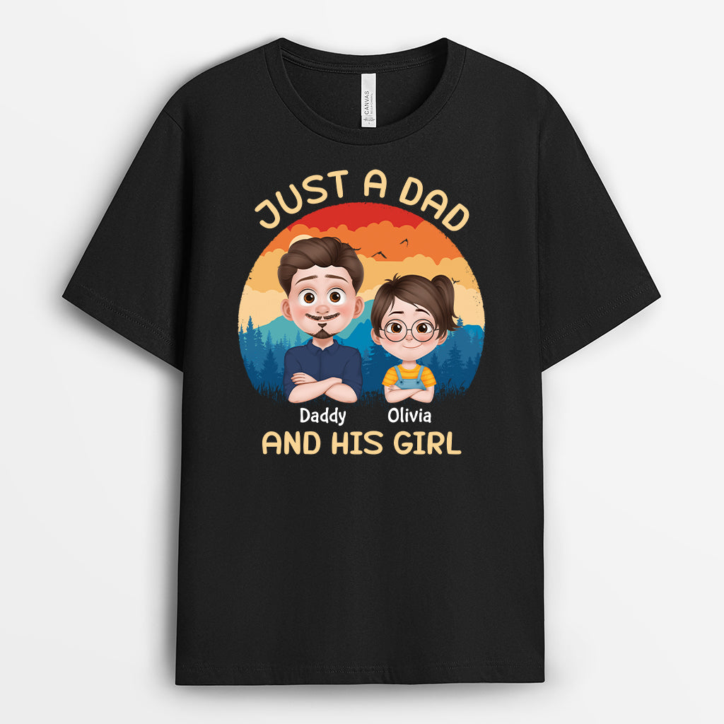 4168AUK1 personalised just a dad and his girl shirt_ 4168A6I0B