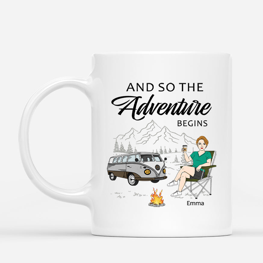 4337MUS1 personalized camping gift for her the adventure begins mug 4337M8Q8A