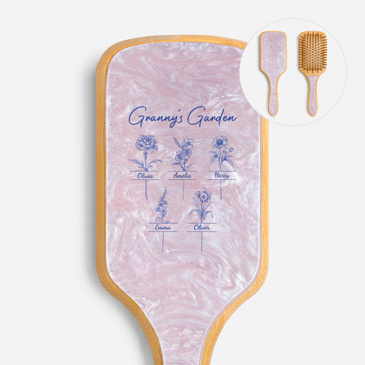 4357AUK1 personalised grandmas garden uv printed acetate hairbrush 4357aqtl5a
