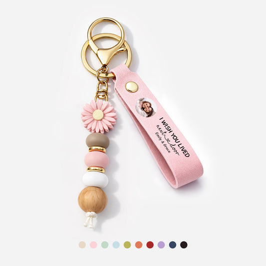 4412MUK1 personalised uv printed daisy beaded keyring with photo for friends 4412mj8p5f