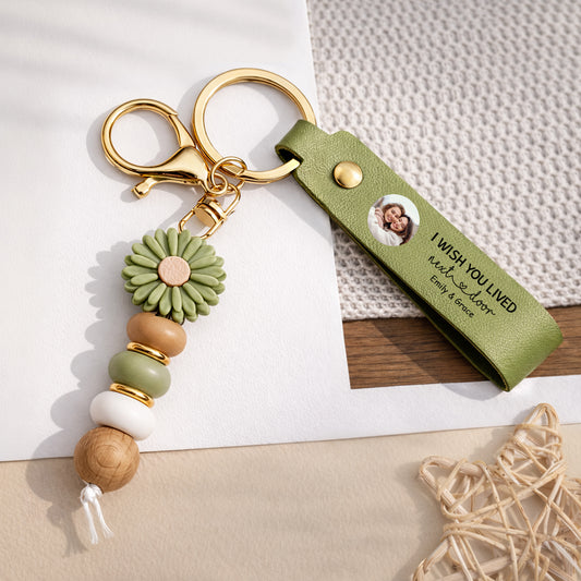 4412MUK2 personalised uv printed daisy beaded keyring with photo for friends 4412mj8p5f