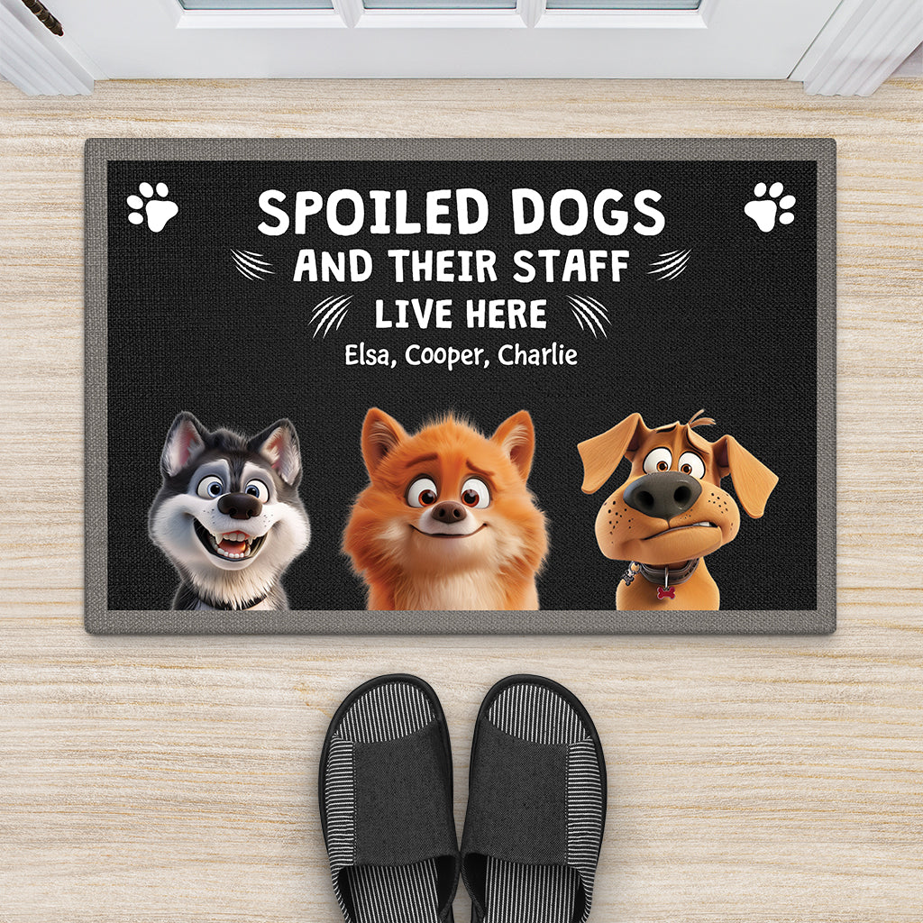 4414DUK2 custom dog doormat funny dog gifts spoiled dogs live here  4414D_5cf7847c 5e4d 4b57 9183 8c089bfa897c
