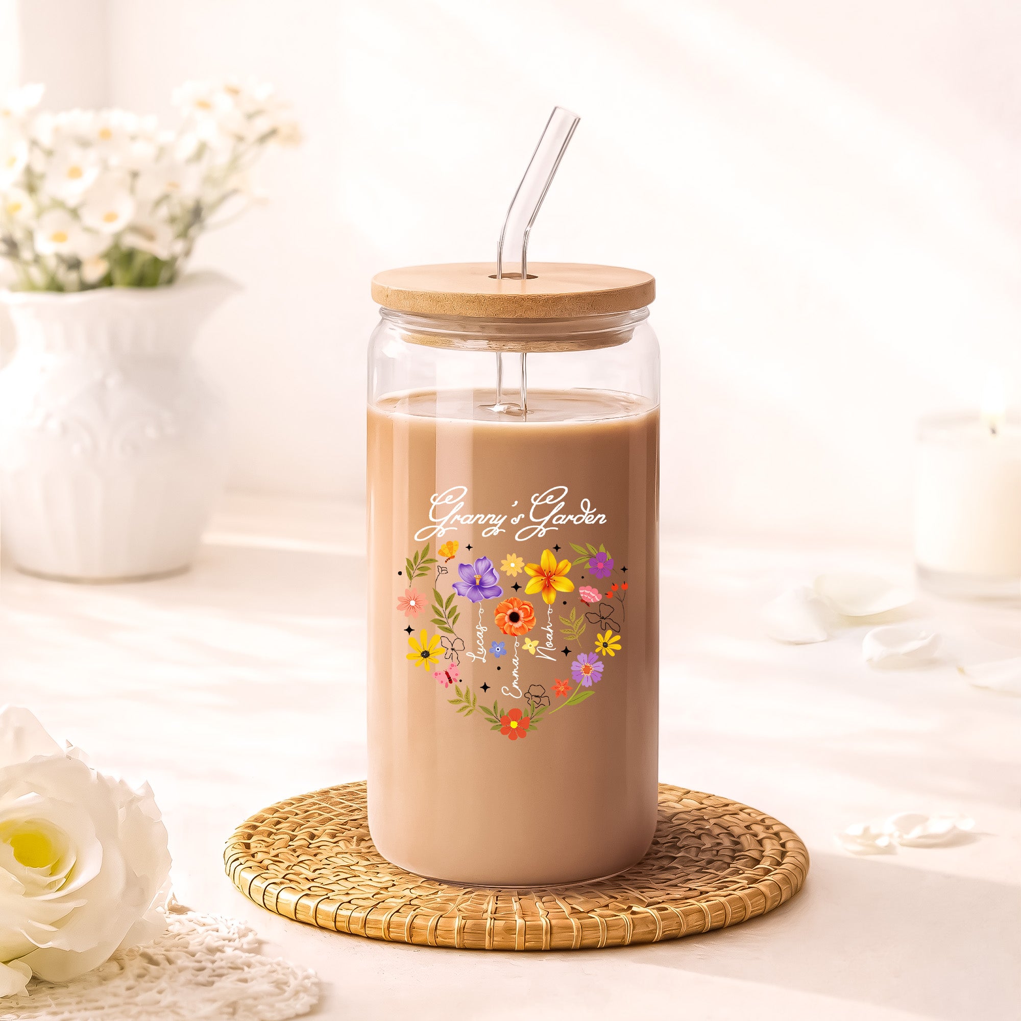 4541AUK2 personalised mummygrandmas garden glass cup for mothers day 4541atslta