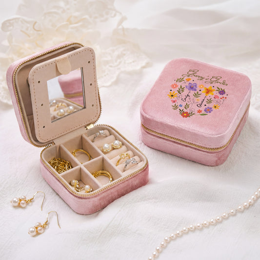 4541AUK2 personalised mummygrandmas garden velvet jewellery box for mothers day 4541ajslta
