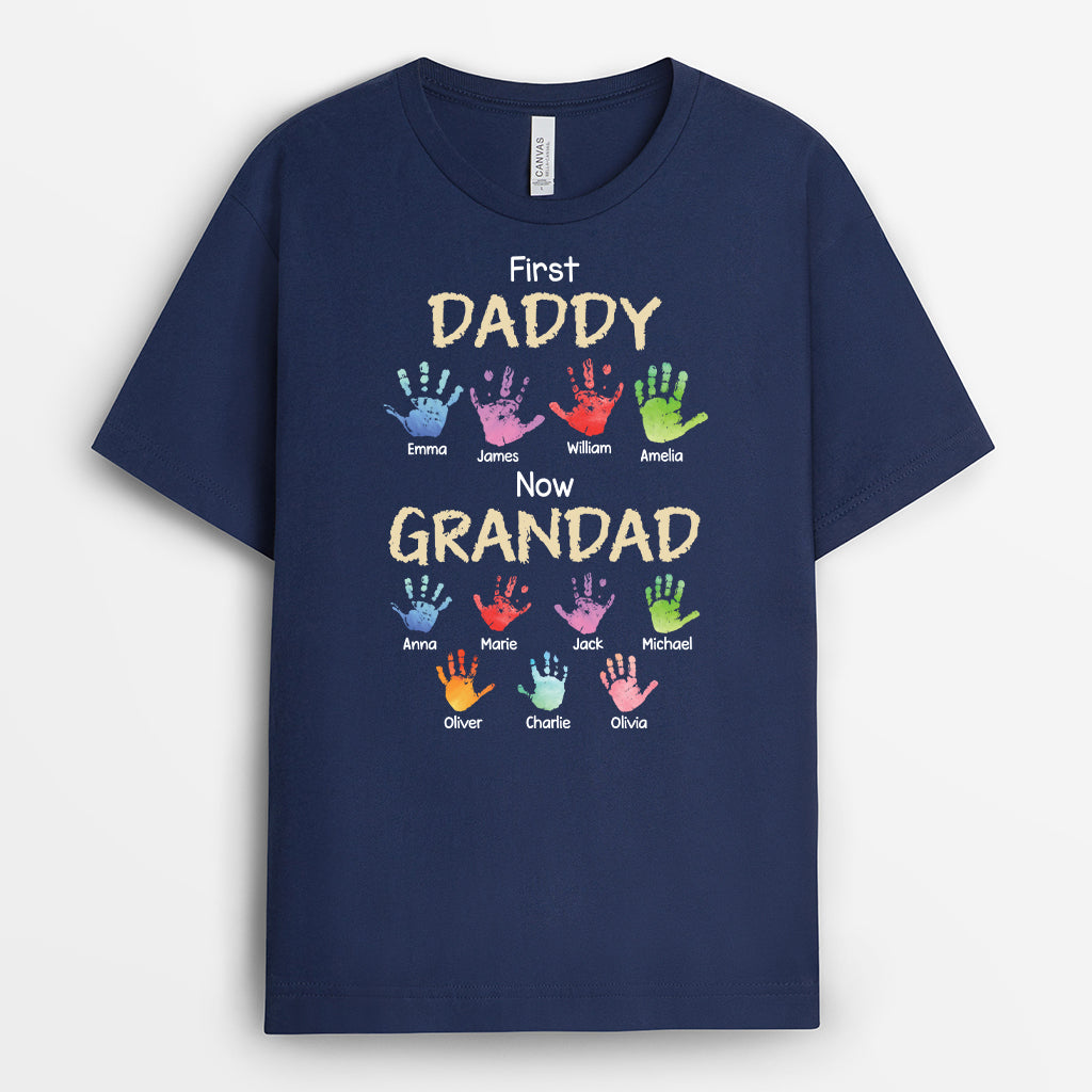 4768AUK2 personalized grandfather gift first dad now grandpa t shirt 4768ATKTB