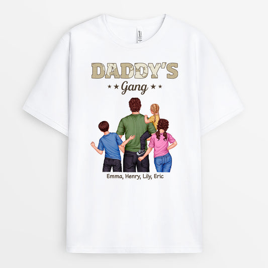 4855AUS1 personalized dad presents daddys gang t shirt with kid names  4855AKL0B