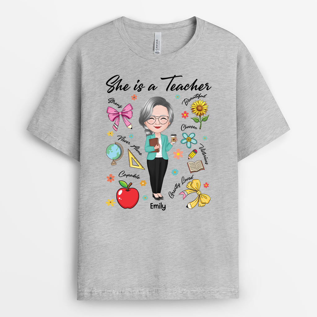 4978AUS2 personalized gift for female teacher she is a teacher shirt 4978AT6TT