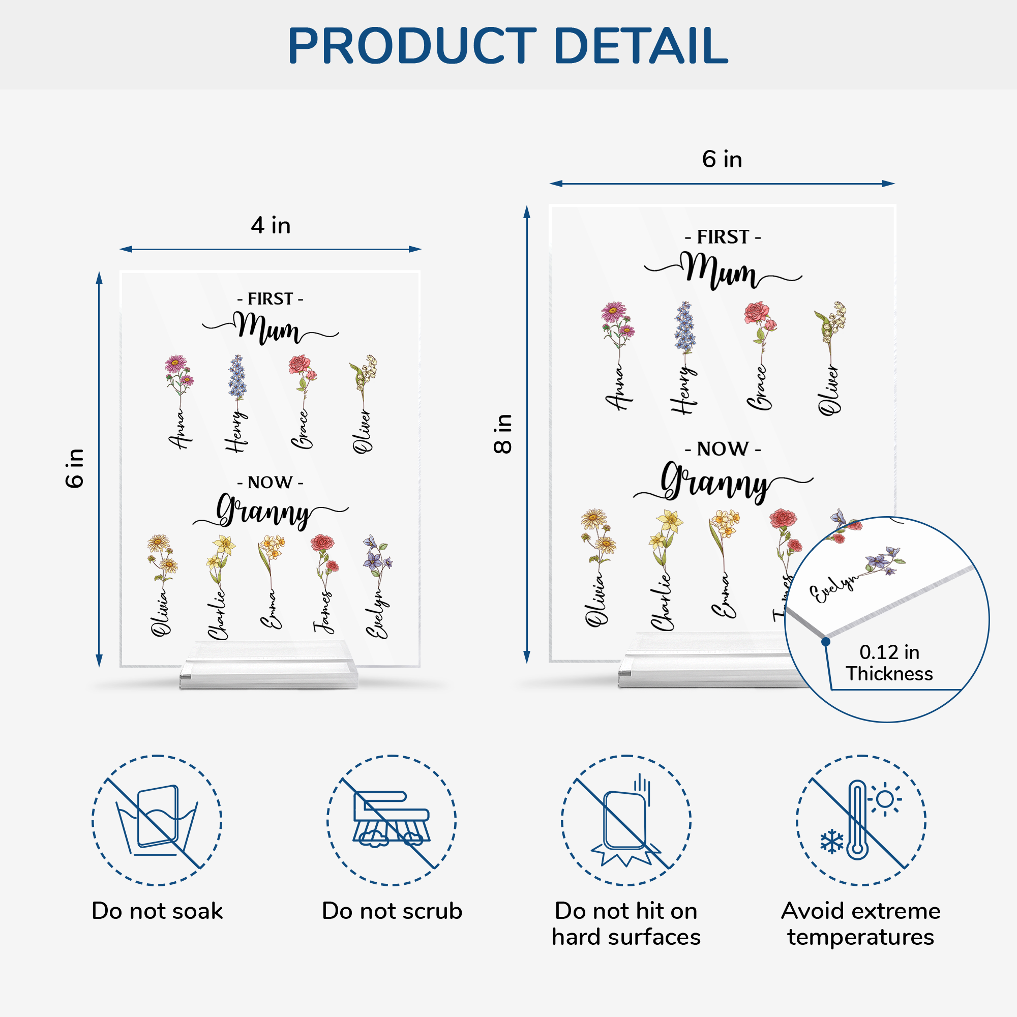 5040RUK4 personalised first_ mum now granny acrylic plaque with stand 5040rttna
