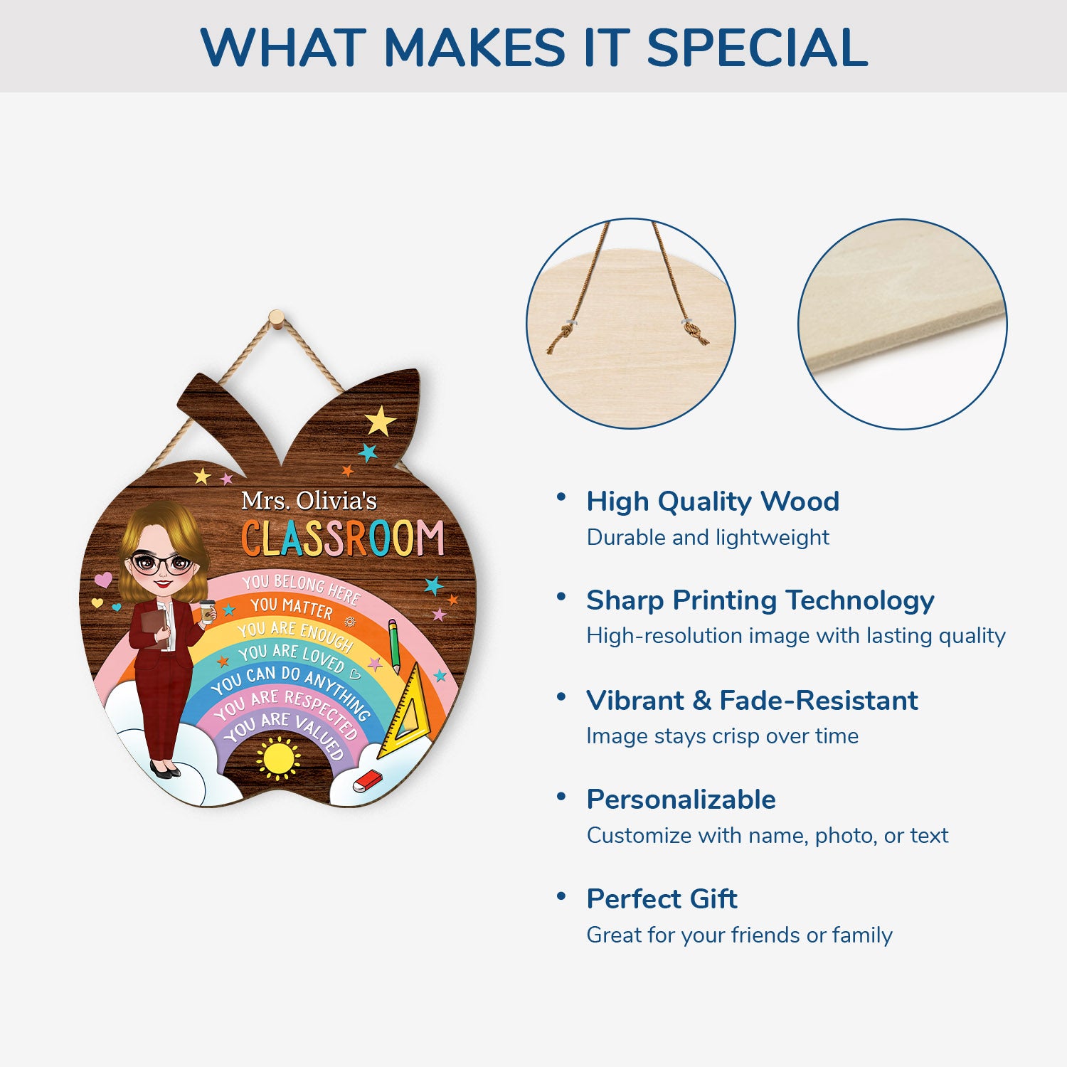 5053QUS4 custom wooded signs for classroom unique gifts for teachers 5053QT6MT