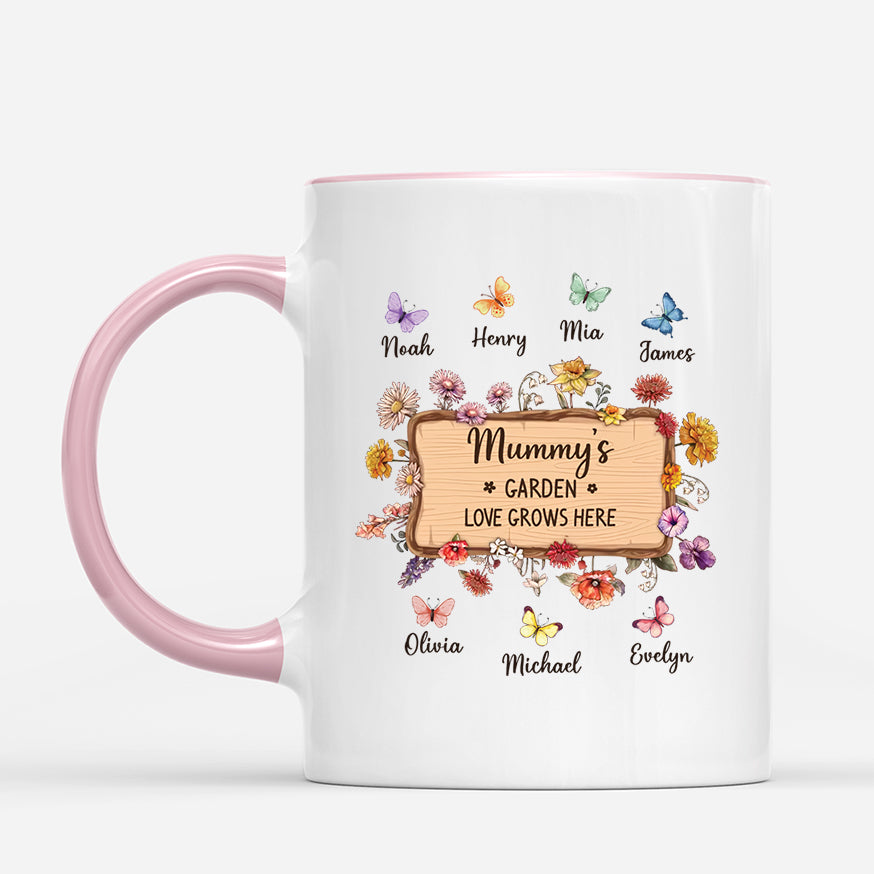 5056MUK2 personalised grannys garden love grows here mug for grandmamum_ 5056m8laa