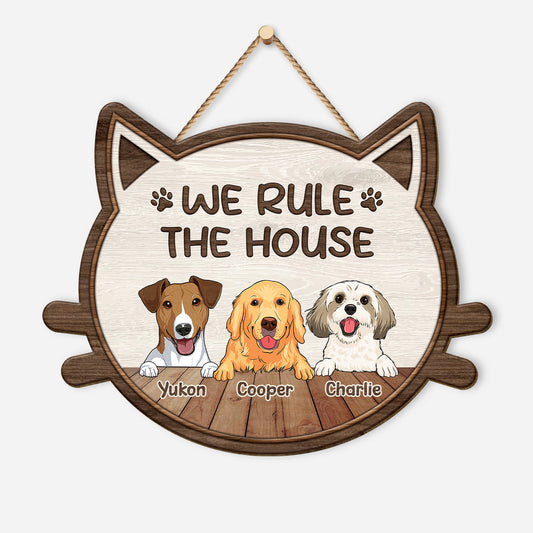 5094QUK1 personalised we rule the house wood sign for dog lovers 5094Q8ITC