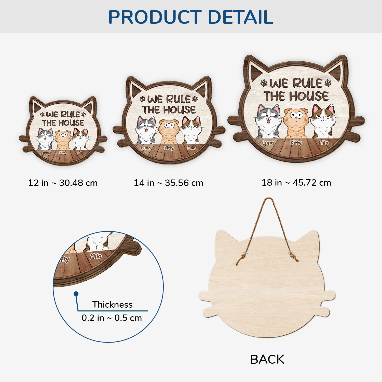 5094QUK3 personalised we rule the house wood sign for cat lovers 5094Q8ITD