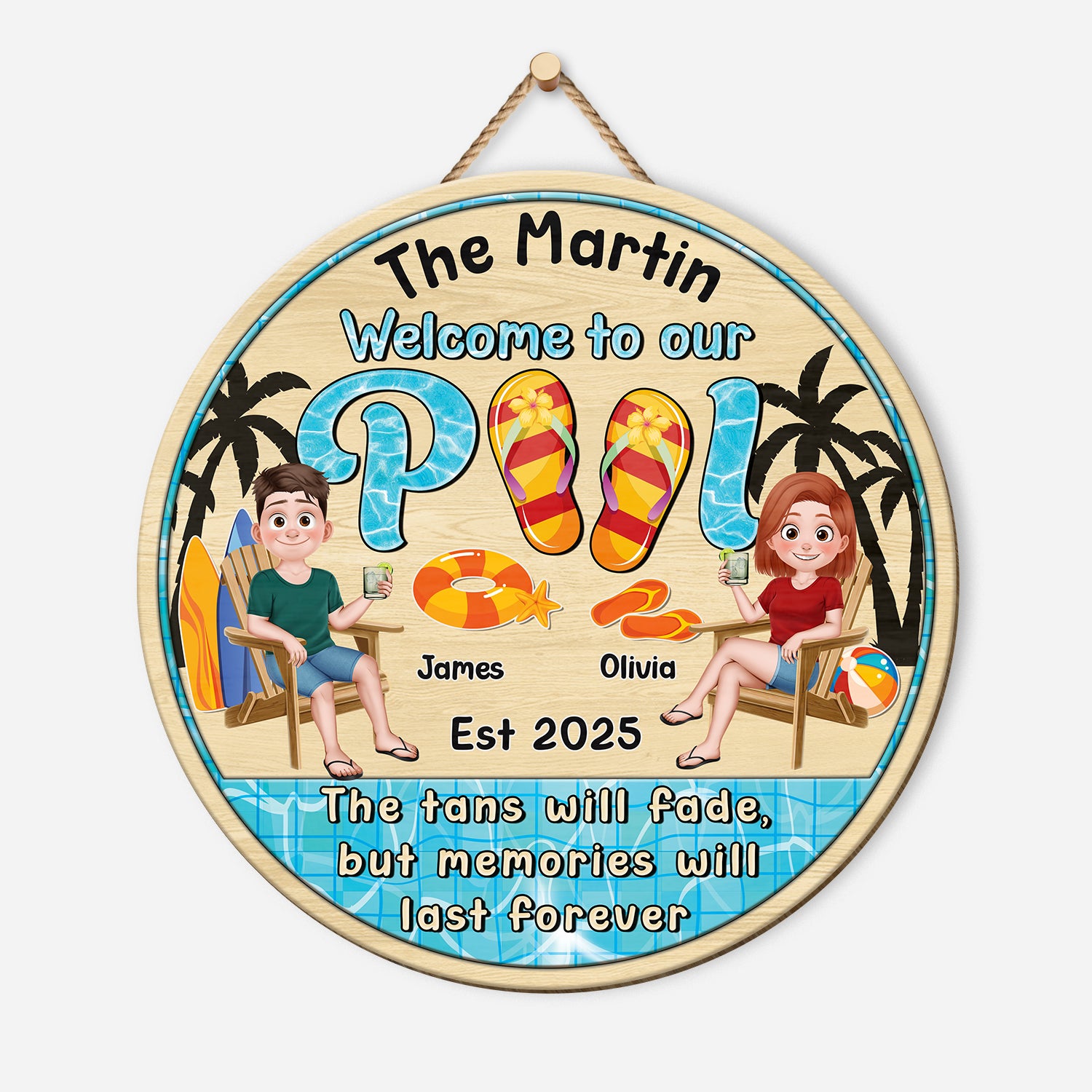 5132QUS1 custom wooden welcome signs_ for pool fun gifts for couple_ 5132QTQNG
