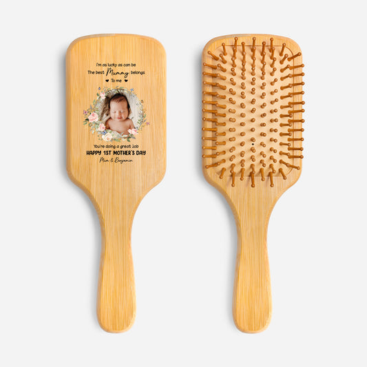 5139QUK1 personalised happy 1st mothers day photo bamboo hairbrush_ for mum 5139q8laa