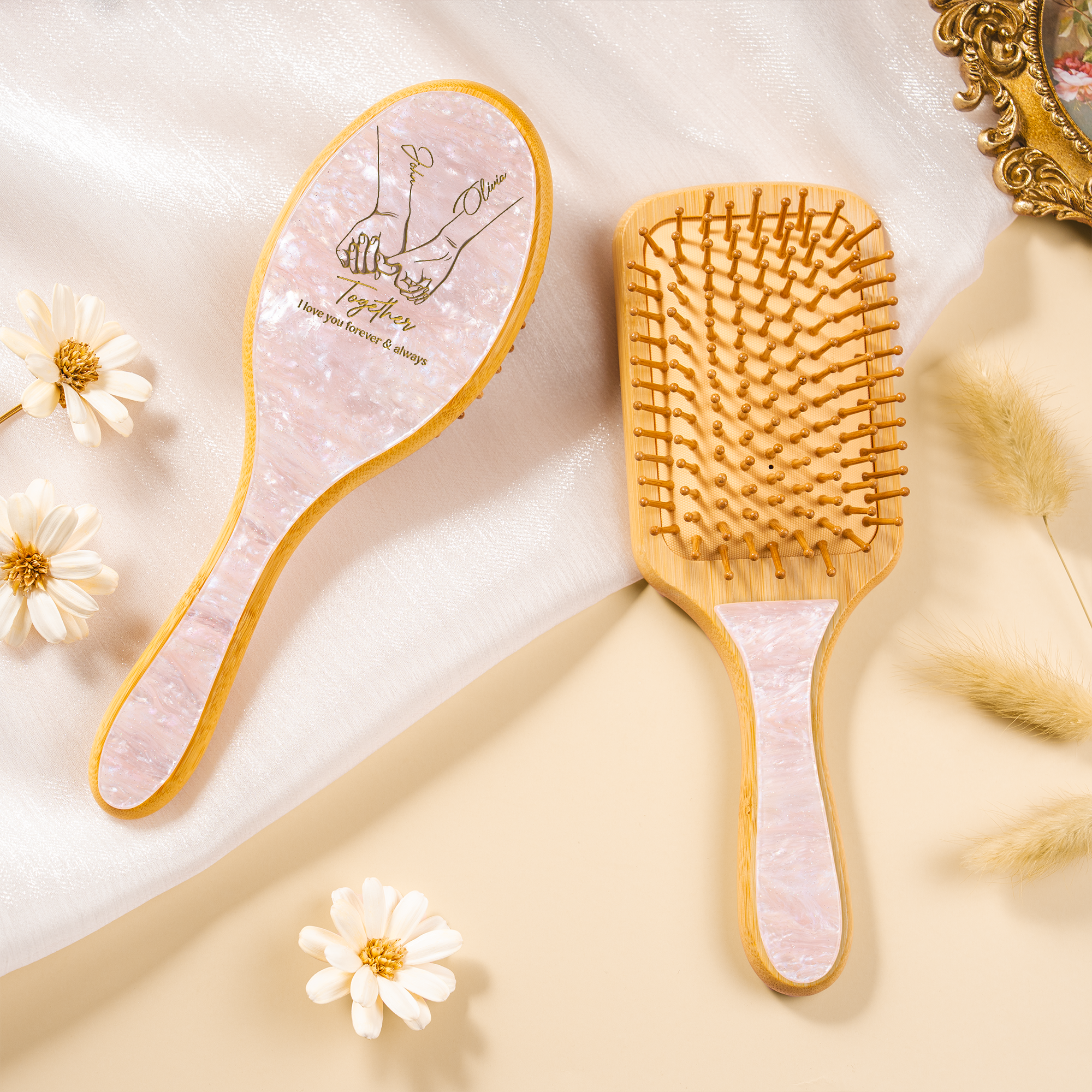 5150AUK2 personalised together engraved acetate hairbrush for couples 5150aqtfna