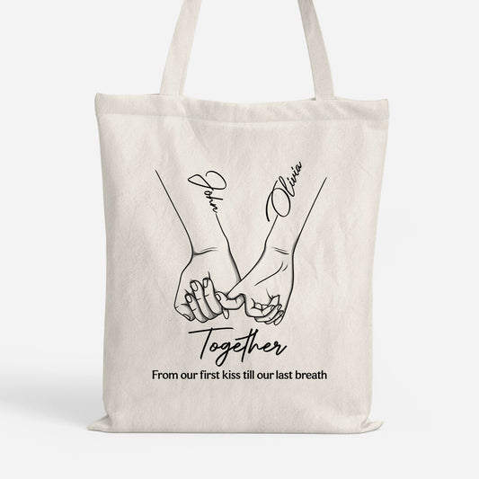 5150BUK1 personalised from our first kiss to our last breath_ tote bag for couples 5150btfng_0c93d92a 6102 4827 ac58 406c1a7e2778