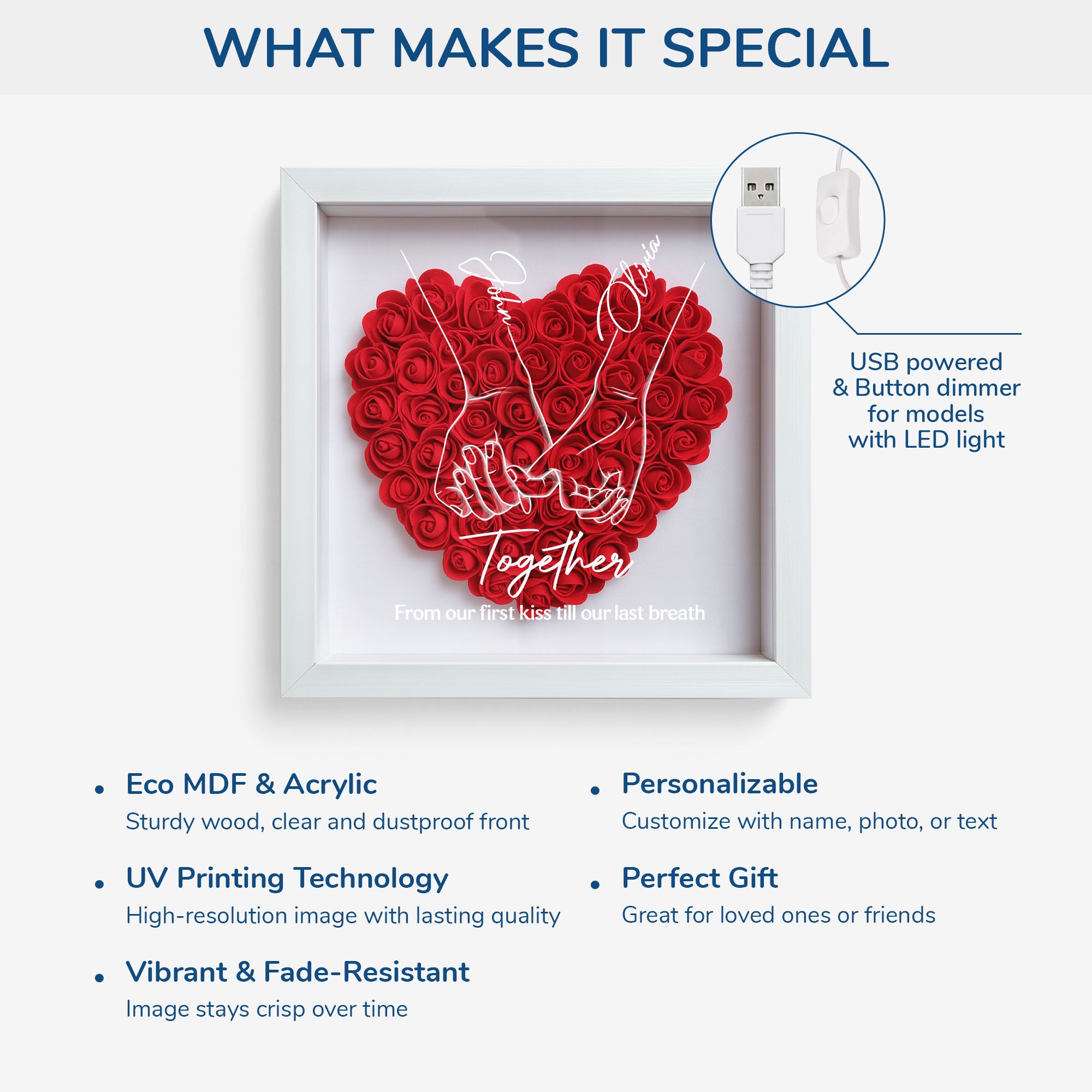 5150OUK1 personalised from our first kiss to our last breath_ flower shadow box for couples 5150otvng_1