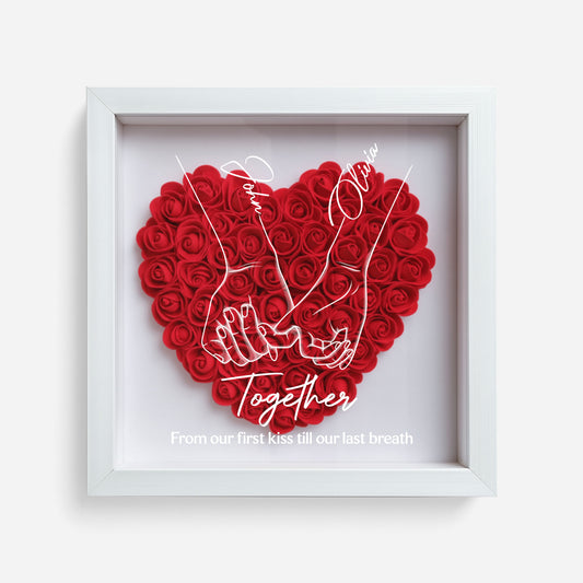 5150OUK1 personalised from our first kiss to our last breath_ flower shadow box for couples 5150otvng_2