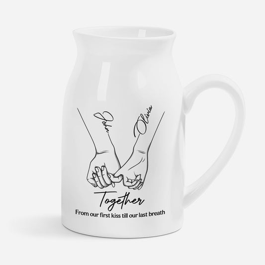 5150OUK1 personalised from our first kiss to our last breath_ flower vase for couples 5150otqng