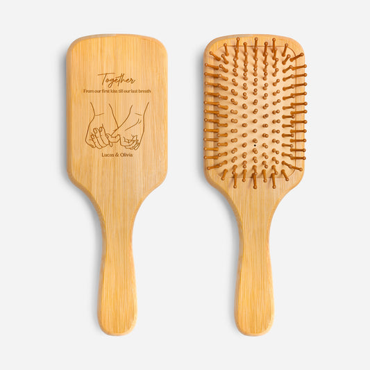 5150QUK1 personalised from our first kiss to our last breath_ bamboo hairbrush for couples 5150qtqng