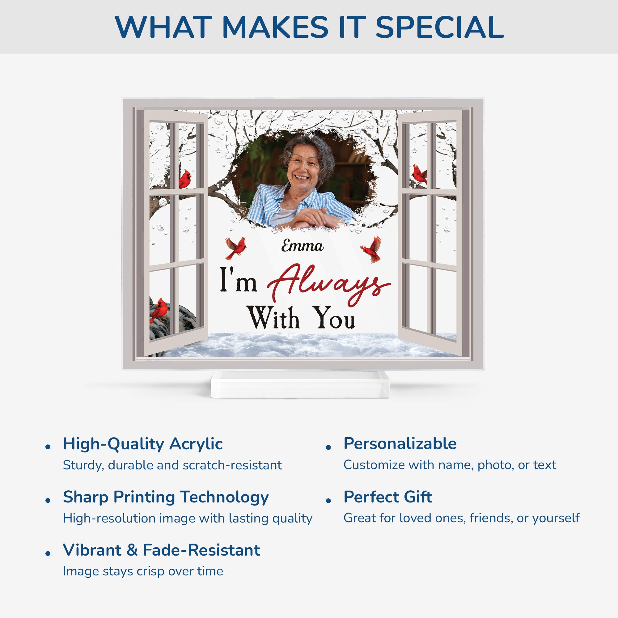 5153RUS5 personalized memorial gifts with photo acrylic plaque with stand 5153RTMTA