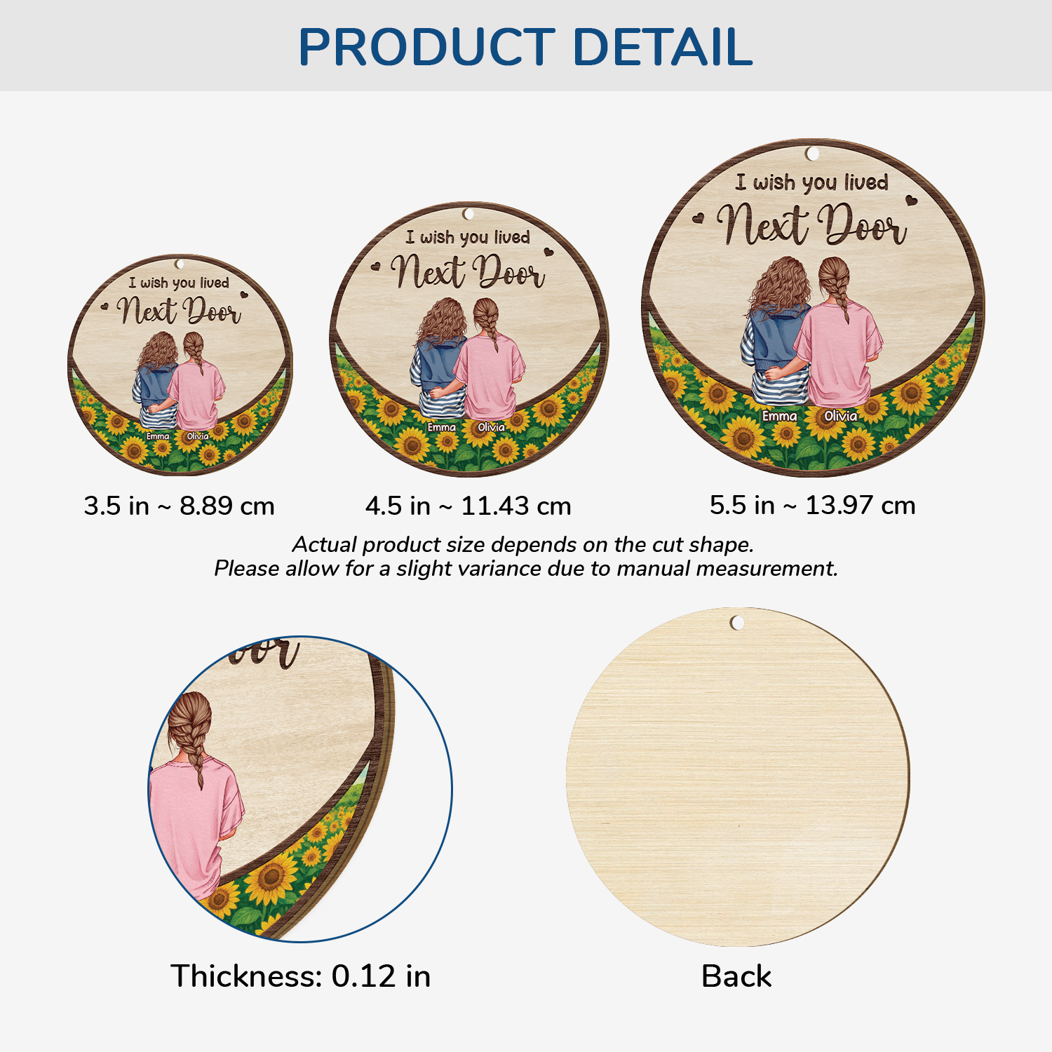 5198OUK3 personalized 1 layered wood ornaments xmas gifts for female friends 5198O3ZZF