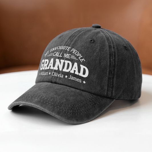 5201AUK2 personalised my favourite people call me grannygrandaddadmum washed cotton cap 5201aj8fnb