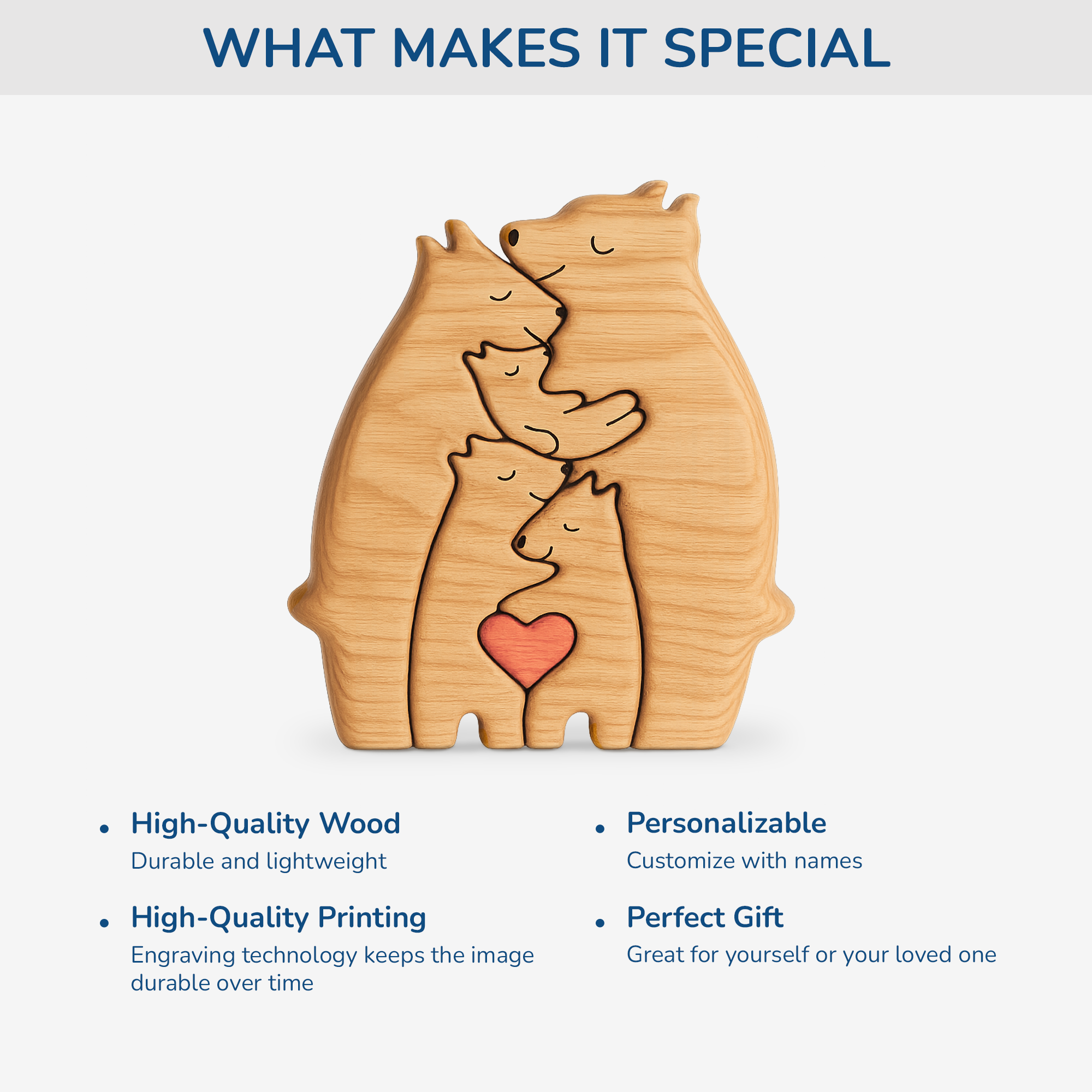 5245QUS4 personalized family gifts family bear wooden puzzles 5245Q