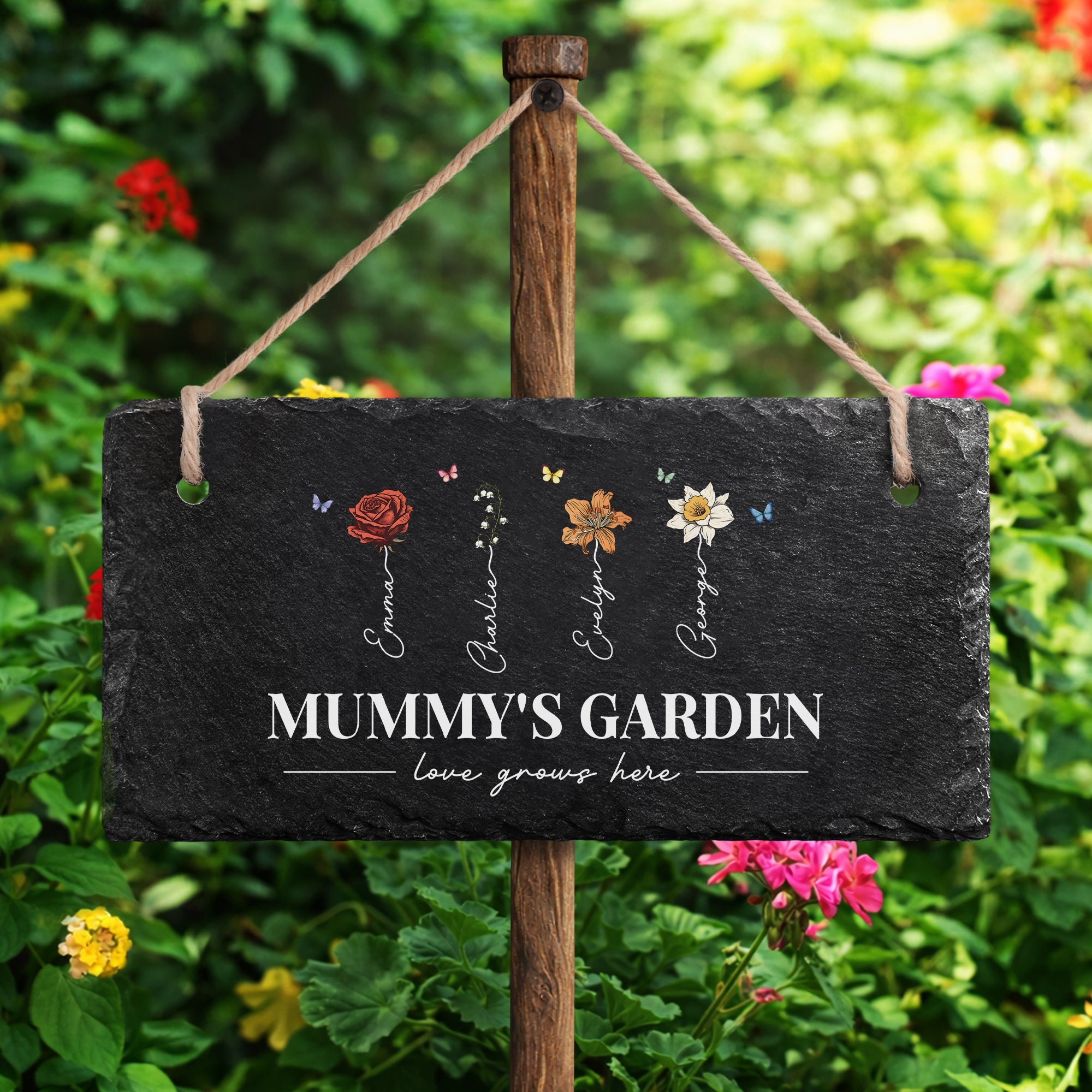 5249AUK2 personalised mummygrannys garden slate sign 5249aetpta