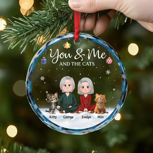 5360OUK2 personalized christmas gifts for couples glass cat ornaments_ 5360OKYZD