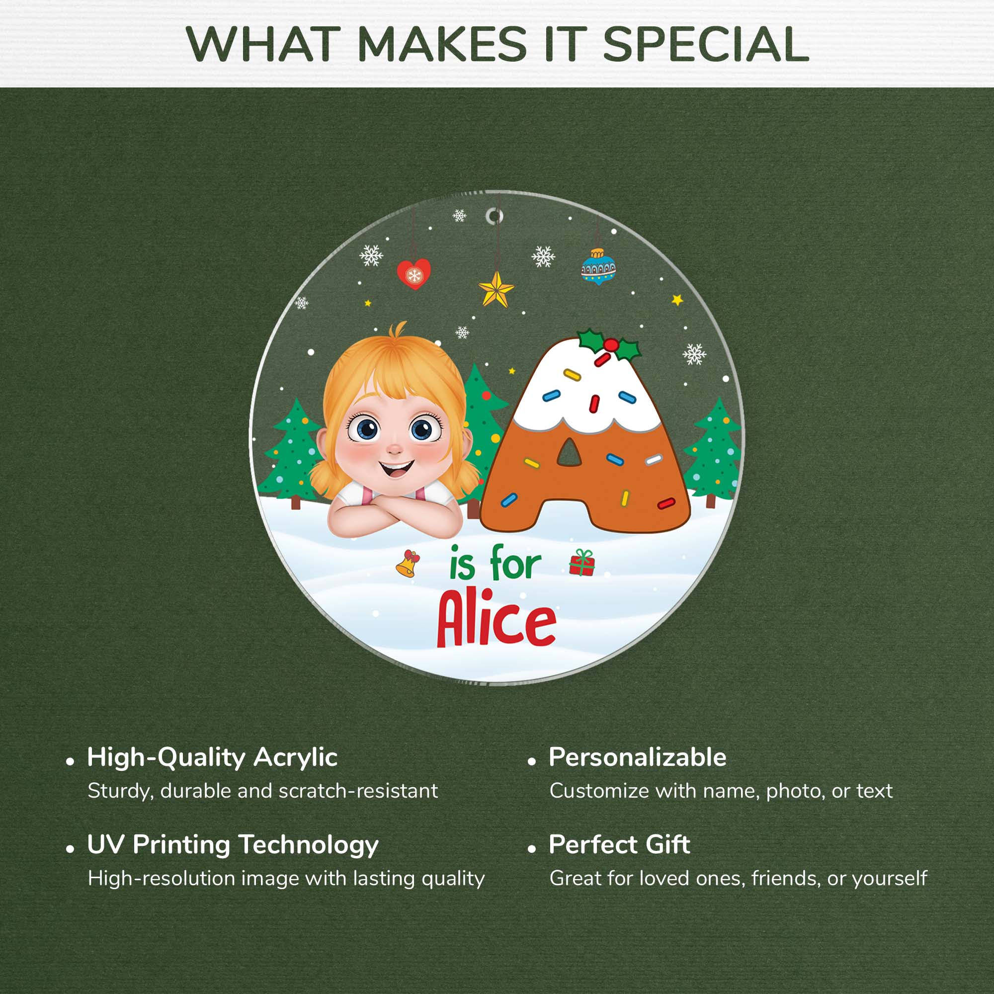 5371OUS4 acrylic initial ornaments personalized christmas gifts for kids 5371OKQ5K