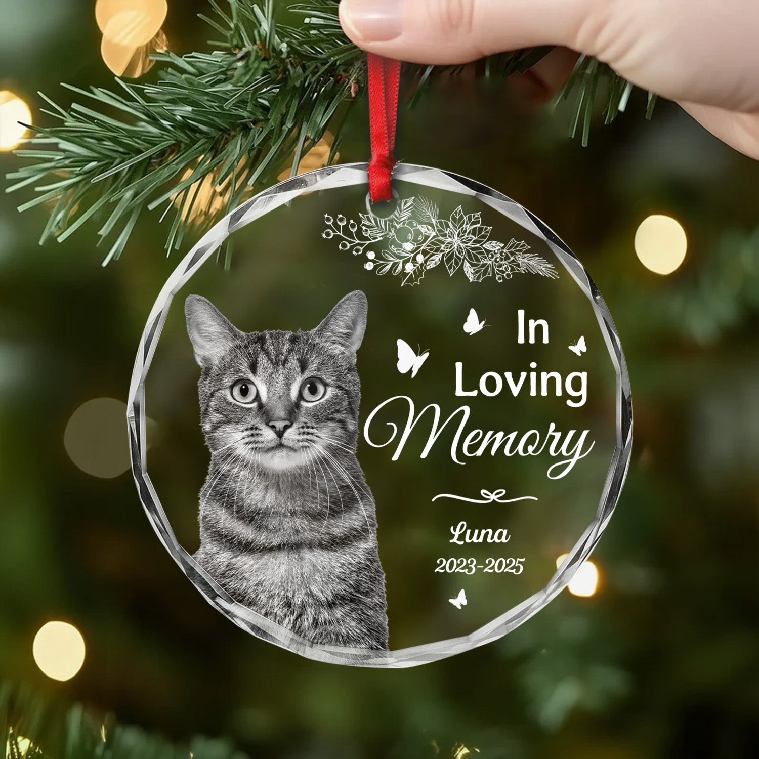5399OUS2 glass pet memorial christmas ornament custom photo memorial gifts 5399O8LNC