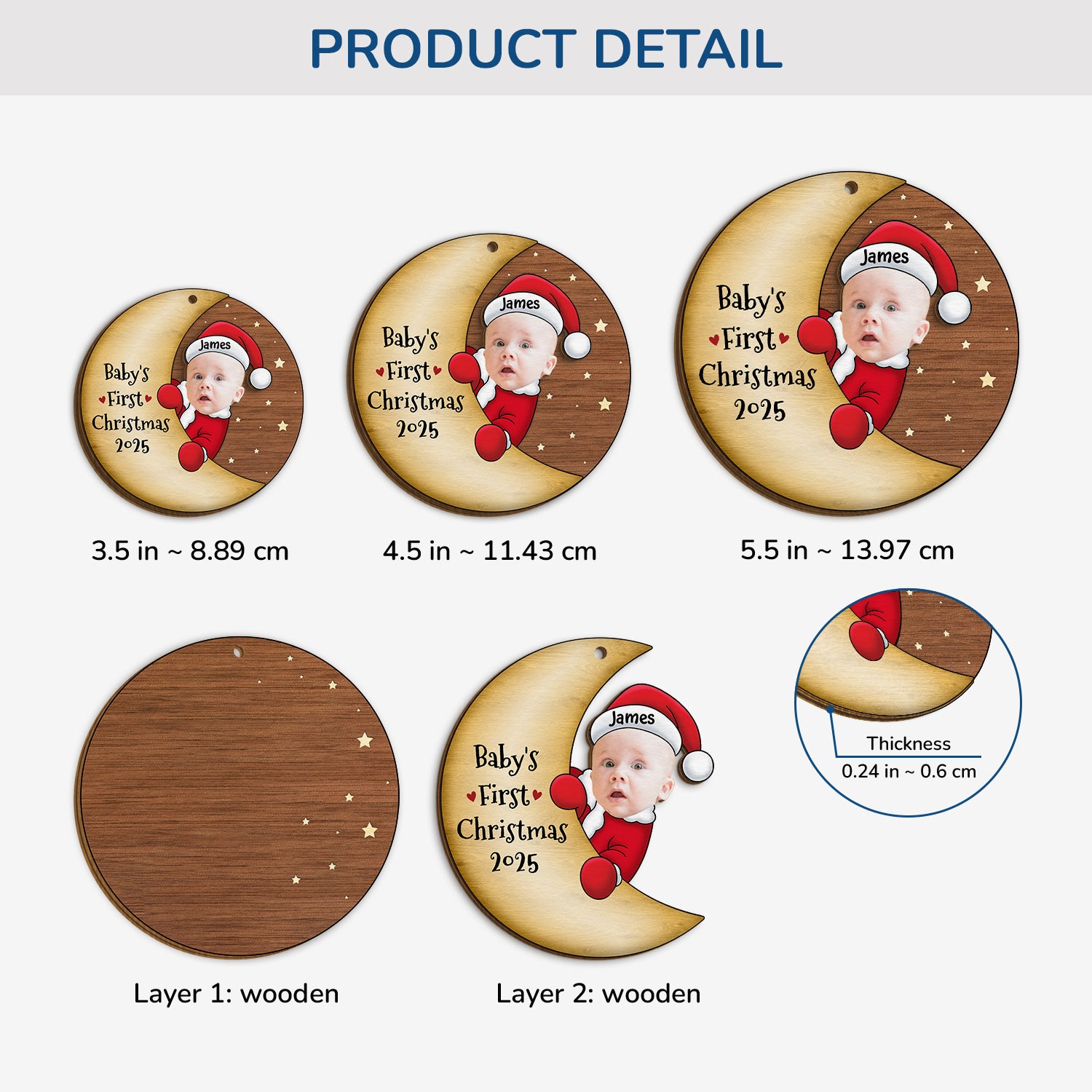 5433OUS3 custom 1 layered wood ornaments_ babys first christmas gifts 5433O8QNK