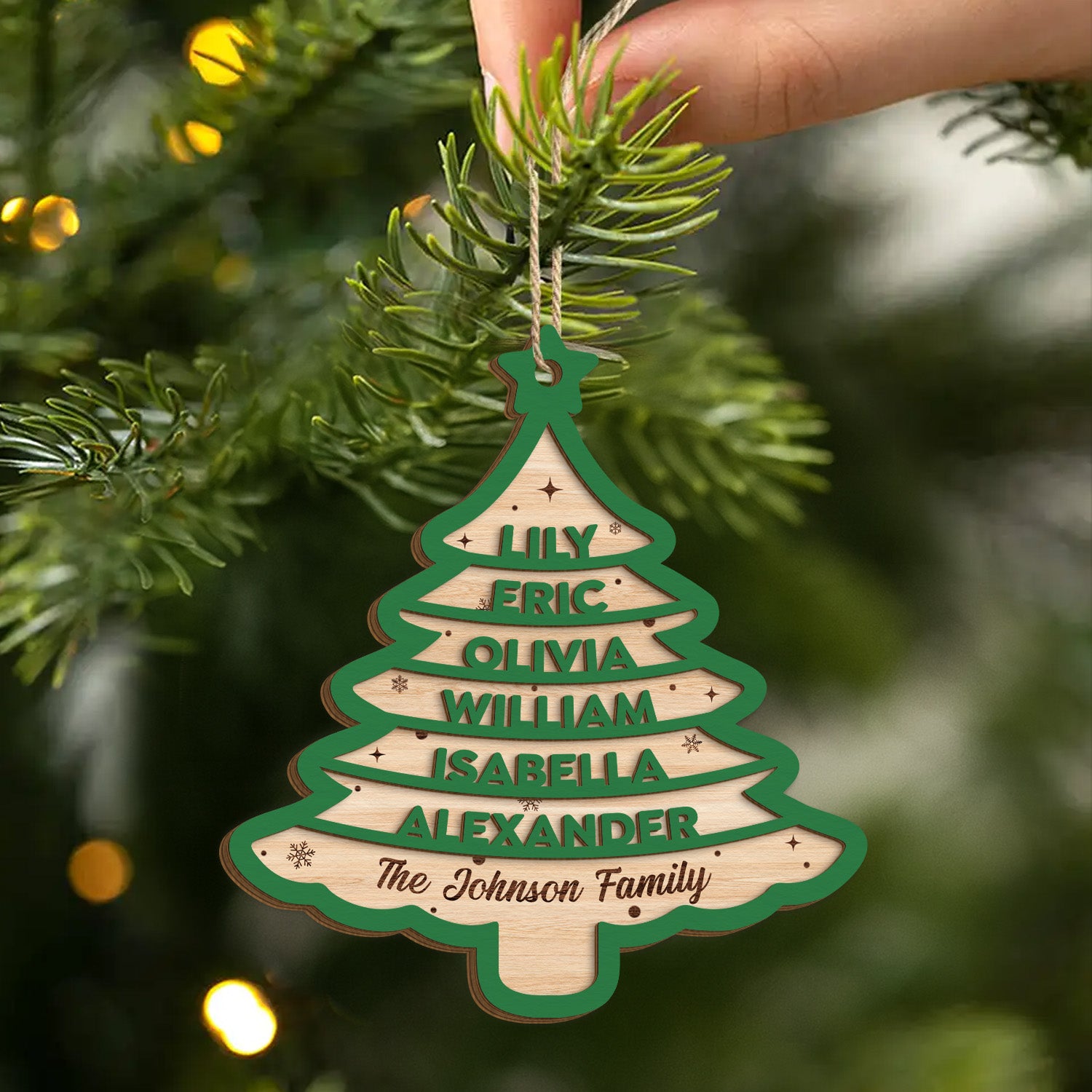 5449OUK2 custom family gifts 2 layered christmas tree wood ornaments_ 5449O6ZMF
