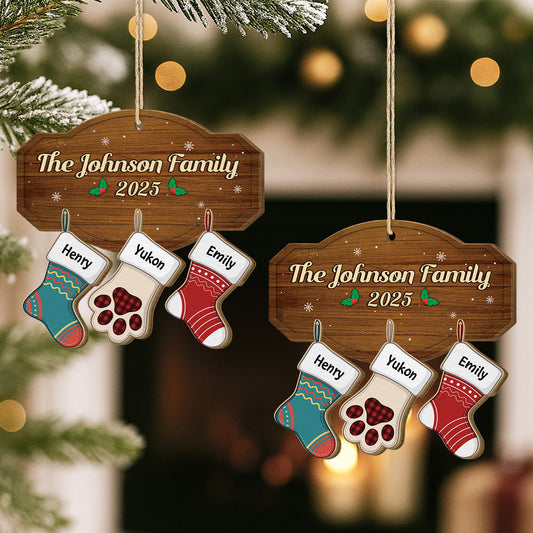 5454OUS2 custom family christmas gifts 1 layered wood stocking ornament 5454OTQCI