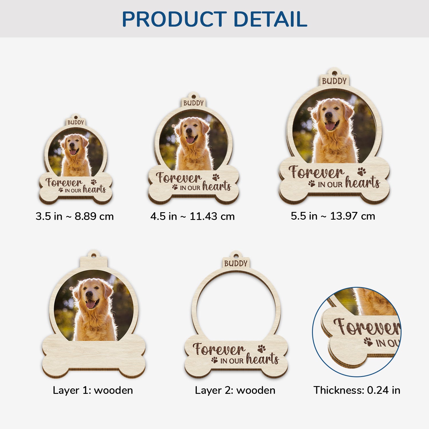 5458OUS3 custom dog memorial gifts with photo 2 layered wood ornaments 5458O8QZC