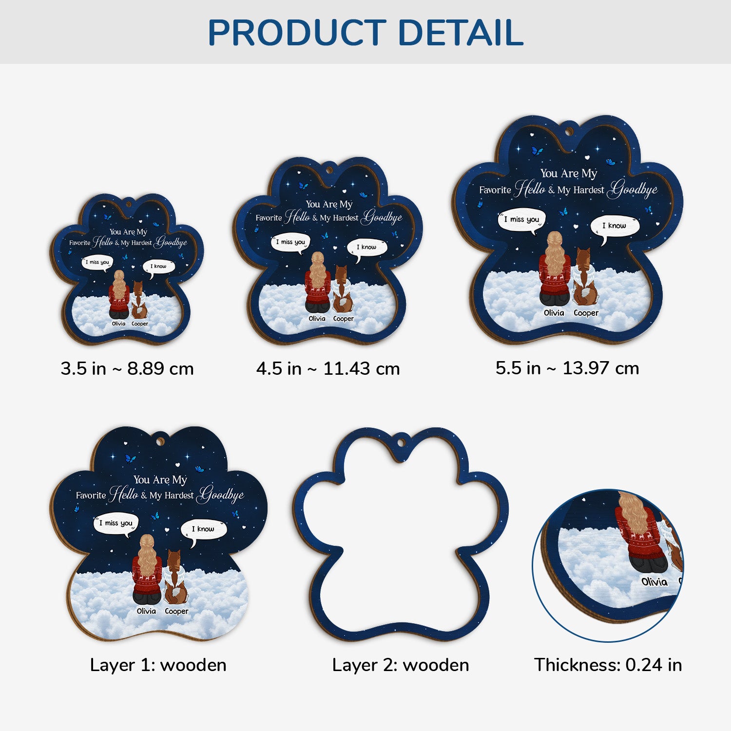5471OUK3 personalized dog memorial gifts 2 layered wood ornaments 5471O3YMC