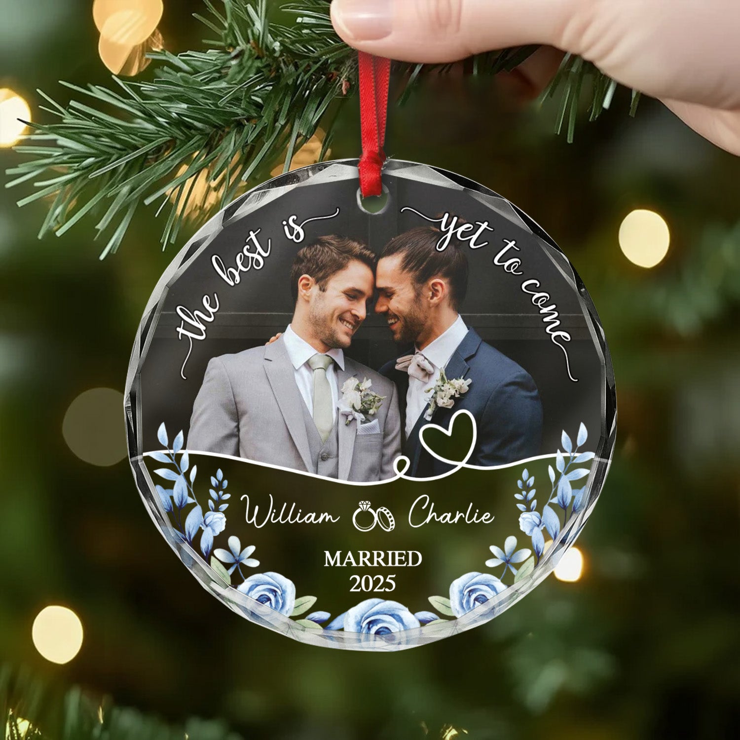 5473OUS2 custom engagement gifts for couples glass photo ornaments_ 5473O3PTG