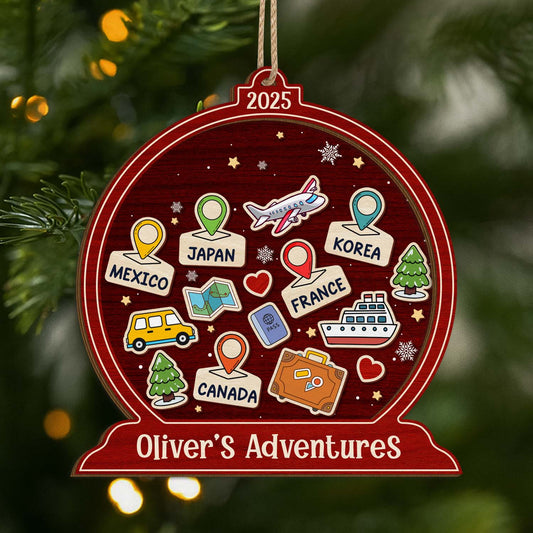 5537OUS1 custom christmas gifts for travelers 2 layered wooden ornament 5537OTTZR