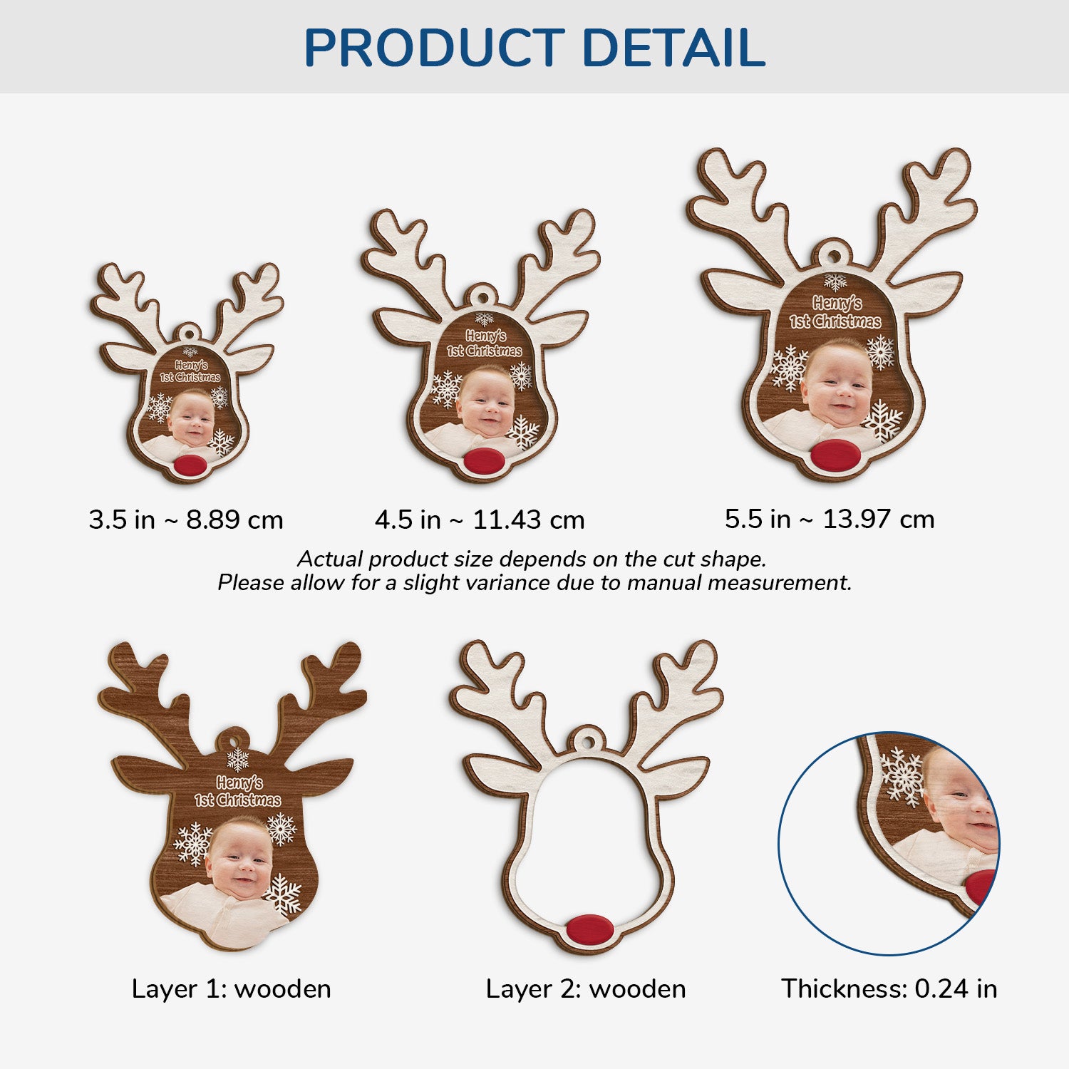 5615OUS3 babys 1st christmas gifts 2 layered wooden reindeer ornaments_ 5615OKMNA