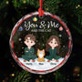 5632OUK1 personalized christmas gifts glass couple with cat ornament_ 5632OKZ0D
