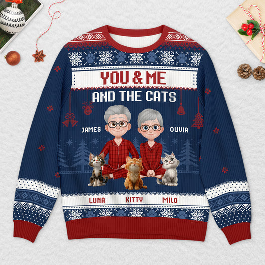 5658WUS2 custom gifts for couples matching cat ugly christmas sweaters 5658W3QMD