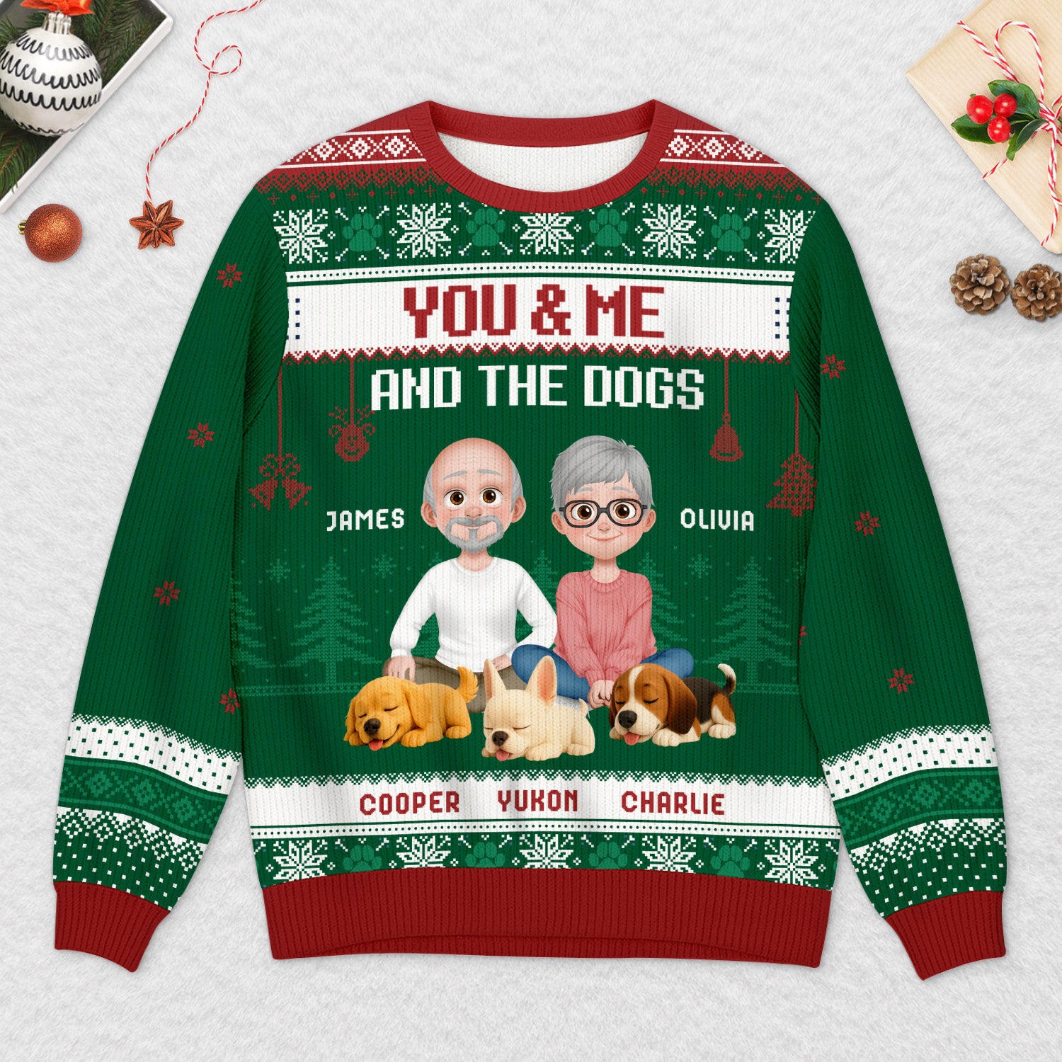 5658WUS2 custom gifts for couples matching dog ugly christmas sweaters 5658W3QMC
