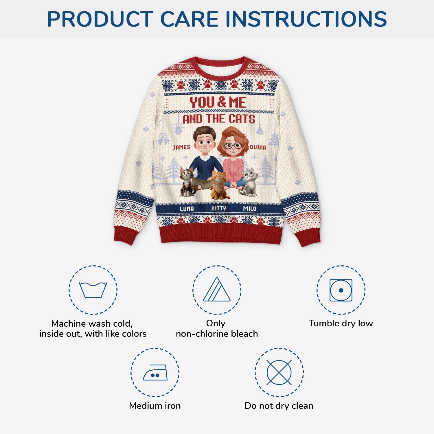 5658WUS4 custom gifts for couples matching cat ugly christmas sweaters 5658W3QMD